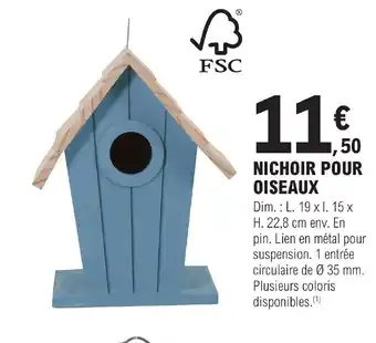 E.Leclerc Jardi Nichoir Pour Oiseaux offre