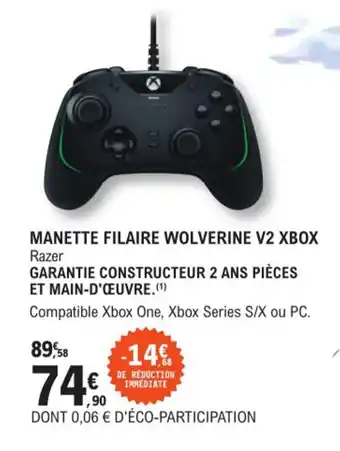 Manette Filaire Wolverine V2 Xbox