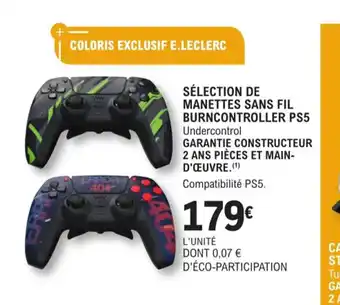E.Leclerc Espace Culturel Selection de Manettes Sans Fil Burncontroller PS5 offre