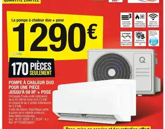 Brico Dépôt Pompe a Chaleur Duo pour Une Piece Jusqu 68m + Pose offre
