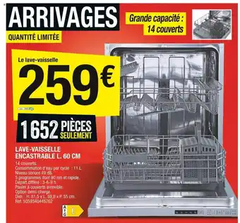 Lave-Vaisselle Encastrable 60cm