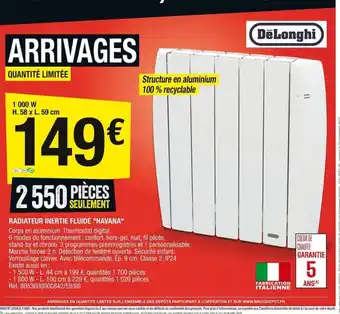 Brico Dépôt Radiateur Inertie Fluide Havana offre