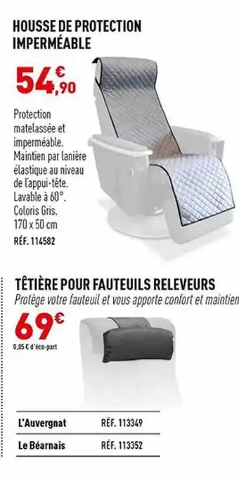 Housse de protection imperméable, têtière pour fauteuils réleveurs