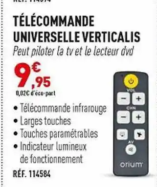 Bastide Télécommande universelle verticalis offre