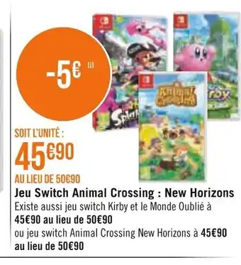 Casino Supermarchés Jeu Switch Animal Crossing new Horizons offre
