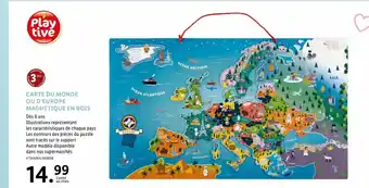 Lidl Carte du Monde Ou d'Europe Magnetique En Bois offre