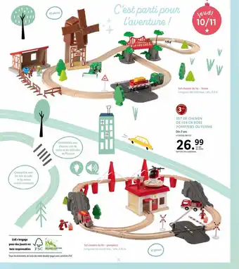 Lidl Set de Chemin de Fer En Bois Pompiers Ou Ferme offre