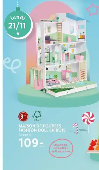 Lidl Maison de Poupées Fasion Doll En Bois offre
