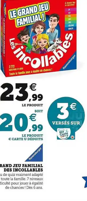 Hyper U Grand jeu familial des incollables ravensburger offre