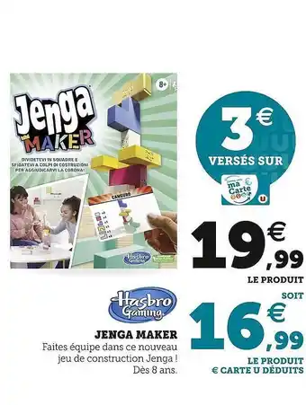 Hyper U Jenga maker hasbro gaming offre