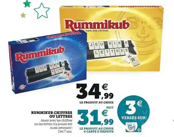 Hyper U Rummikub chiffres ou lettres offre