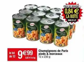 Champignons de paris pieds & morceaux