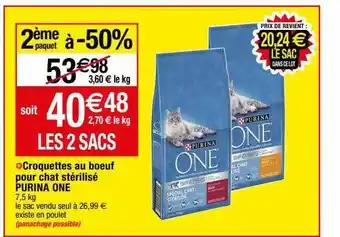 Migros Croquettes au bœuf pour chat stérilisé purina one offre