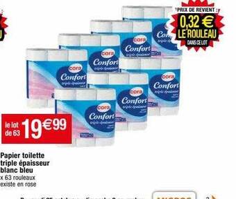 Migros Papier toilette triple épaisseur blanc bleu offre