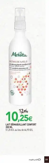 naturéO Lait démaquillant confort melvita offre