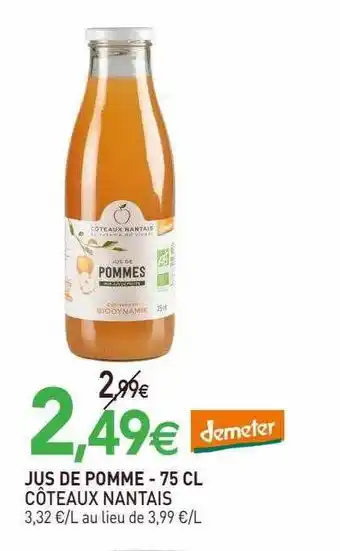 naturéO Jus de pomme côteaux nantais - 75 cl offre