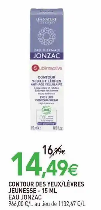 naturéO Contour des yeux ou lèvres jeunesse eau jonzac offre