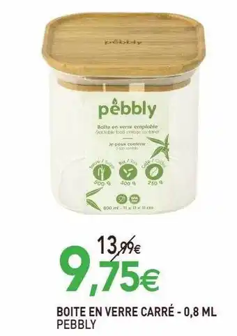 naturéO Boite en verre carré pebbly offre