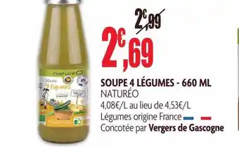 naturéO Soupe 4 légumes naturéo offre
