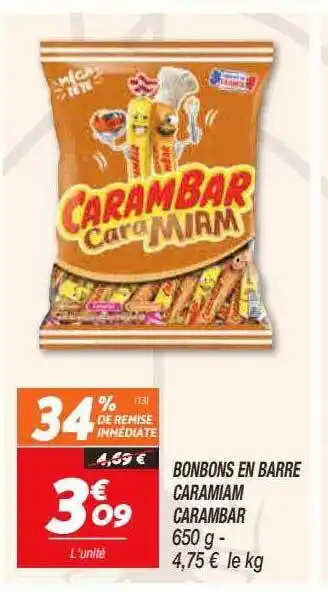 Netto Bonbons en barre caramiam carambar offre