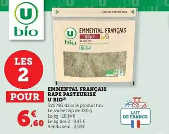 U Express Emmental français râpé pasteurisé u bio offre