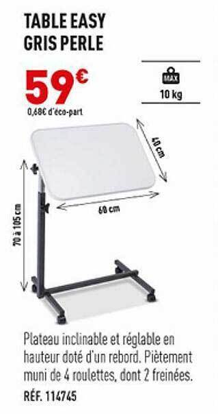 Bastide Table easy gris perle offre