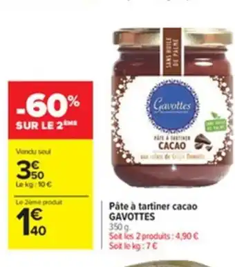 Carrefour Pâte à Tartiner Cacao Gavottes offre