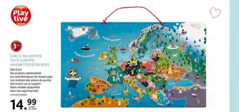 Lidl Carte du monde ou d'europe magnétique en bois offre