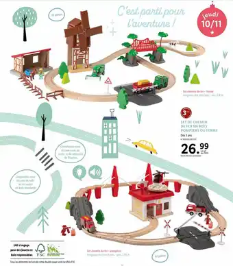 Lidl Set de chemin de fer en bois pompiers ou ferme offre