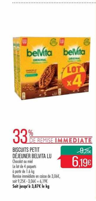 Match Biscuits petit déjeuner belvita lu offre