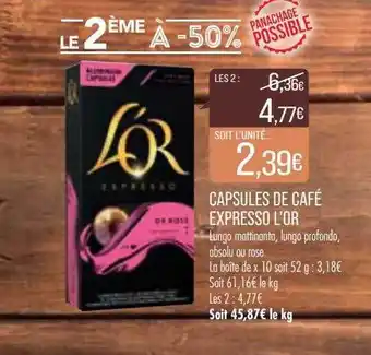 Match Capsules de café expresso l'or offre