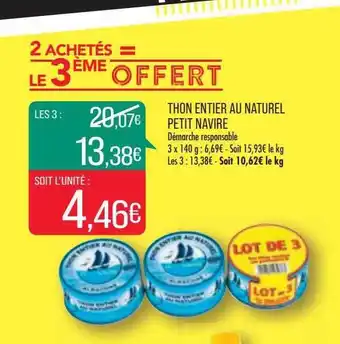 Match Thon entier au naturel petit navire offre