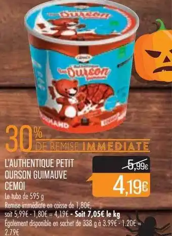 Match L'authentique petit ourson guimauve cemoi offre