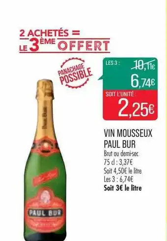 Match Vin mousseux paul bur offre
