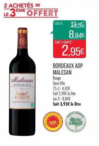Match Bordeaux aop malesan offre