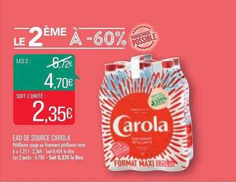 Match Eau de source carola offre