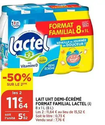 Maximarché Lait uht demi-écrémé format familial lactel offre
