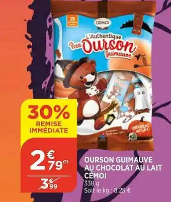 Maximarché Ourson guimauve au chocolat au lait cémoi offre