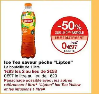 Monoprix Ice tea saveur pêche lipton offre