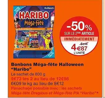 Monoprix Bonbons méga-fête halloween haribo offre