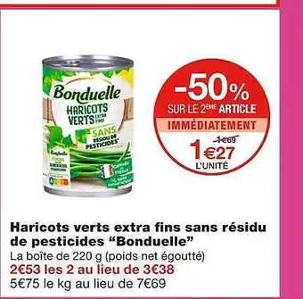 Monoprix Haricots verts extra fins sans résidu de pesticides offre