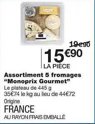 Monoprix Assortiment 5 fromages offre