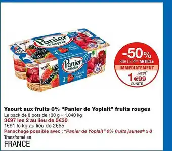 Monoprix Yaourt aux fruits 0% offre