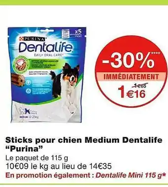 Monoprix Sticks pour chien medium dentalife offre