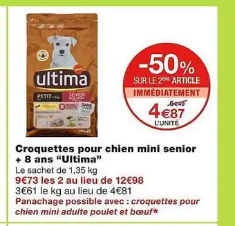 Monoprix Croquettes pour chien mini senior + 8 ans offre