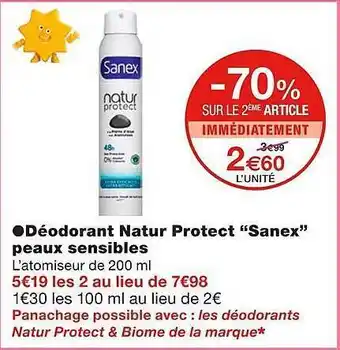 Monoprix Déodorant natur protect offre