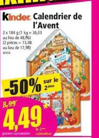 Norma Calendrier de l'avent kinder offre
