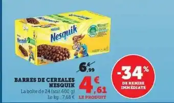 Super U Barres de céréales nesquik offre