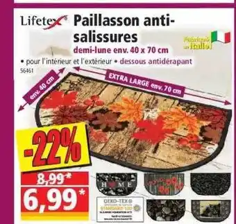 Norma Paillasson anti-salissures demi-lune lifetex offre