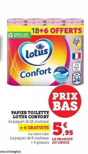 Super U Papier toilette lotus confort offre